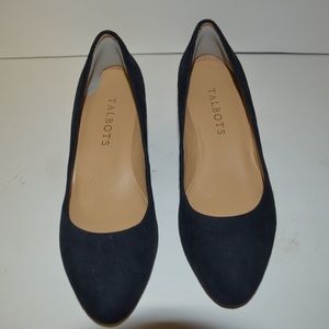 Talbots Navy Suede Low Heel Wedge